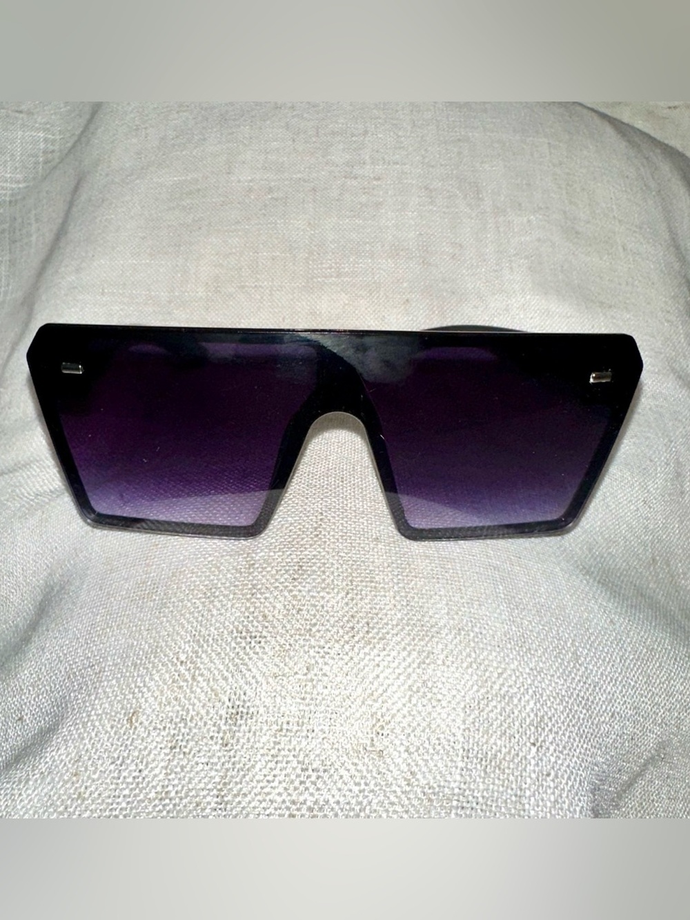 VOT Eyewear Black Flat Top Oversized Shield Sunglasses